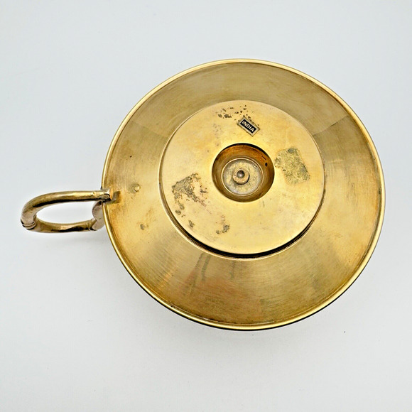 Vintage Solid Brass Chamber Style Taper Candlestick Holder Handle Heavy India - Picture 6 of 12